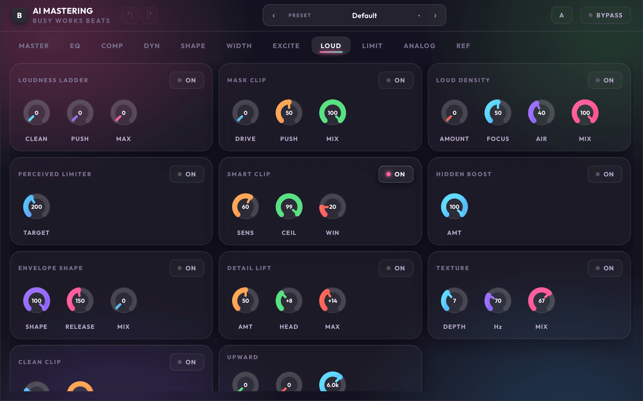 AI Mastering 11 loudness page with target loudness, genre, and headroom controls