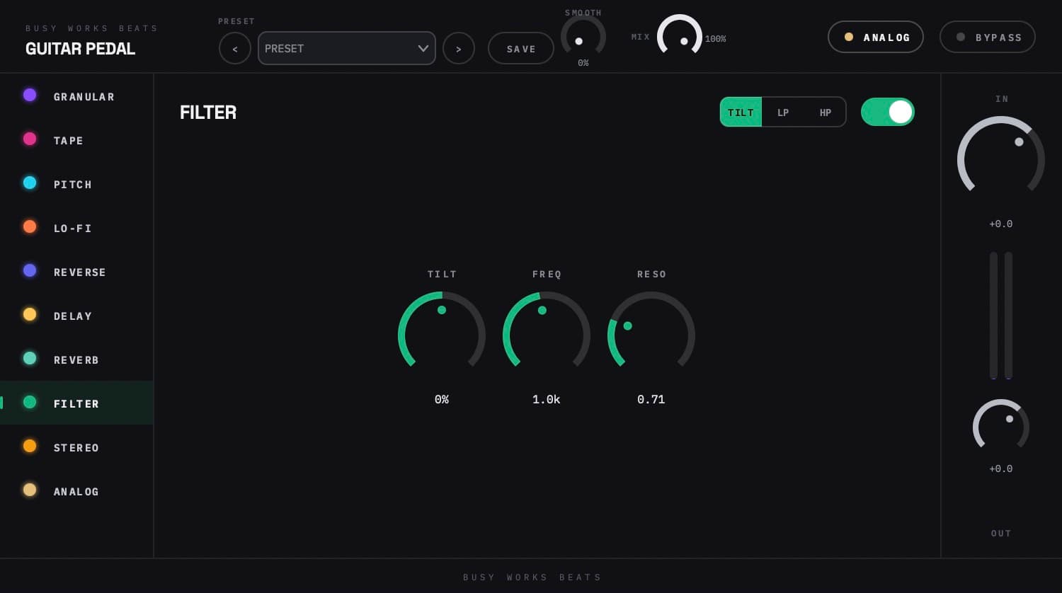 Guitar Pedal Filter module