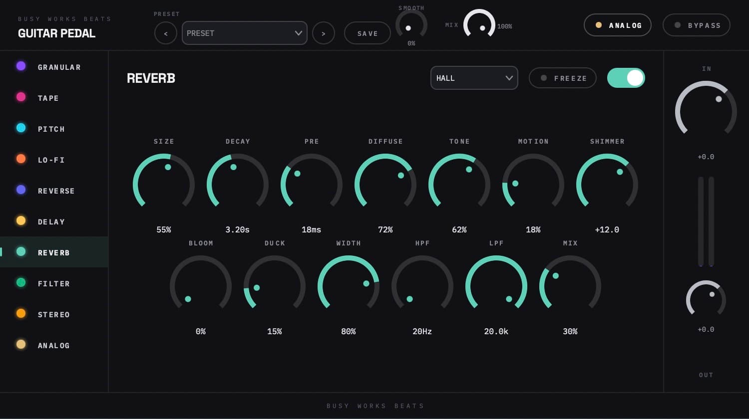 Guitar Pedal Reverb module