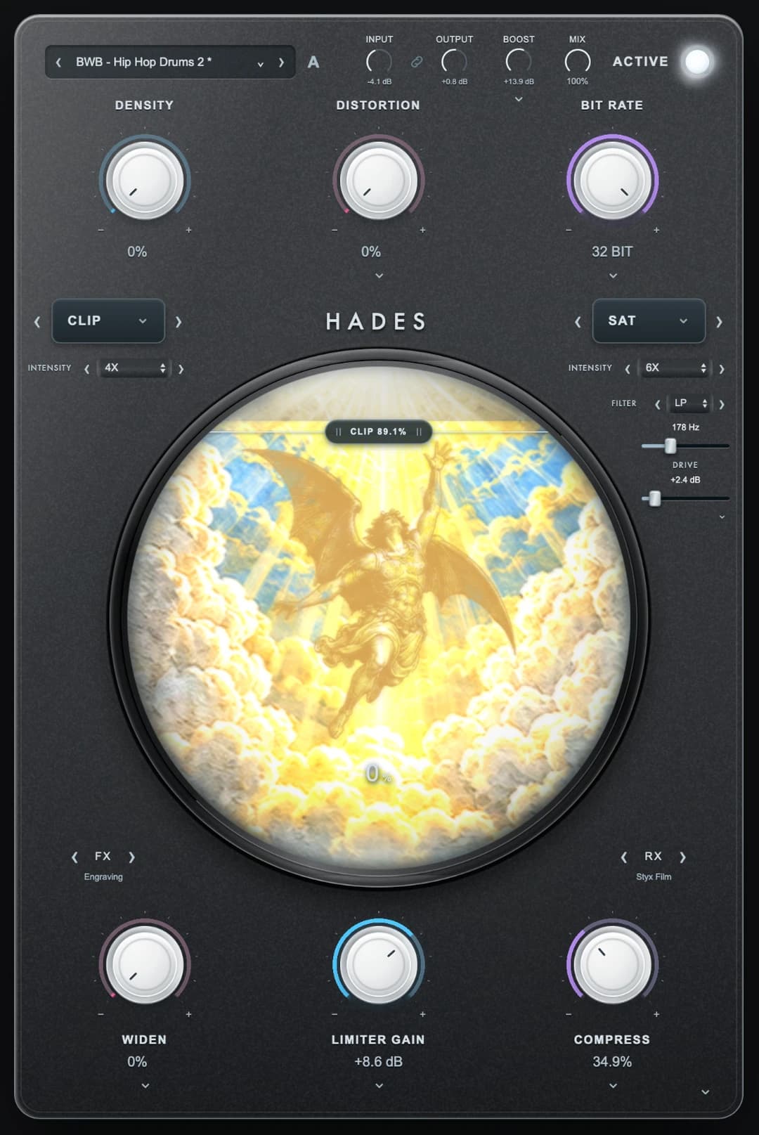 HADES interface: Heaven, Saturation Mix at 0%