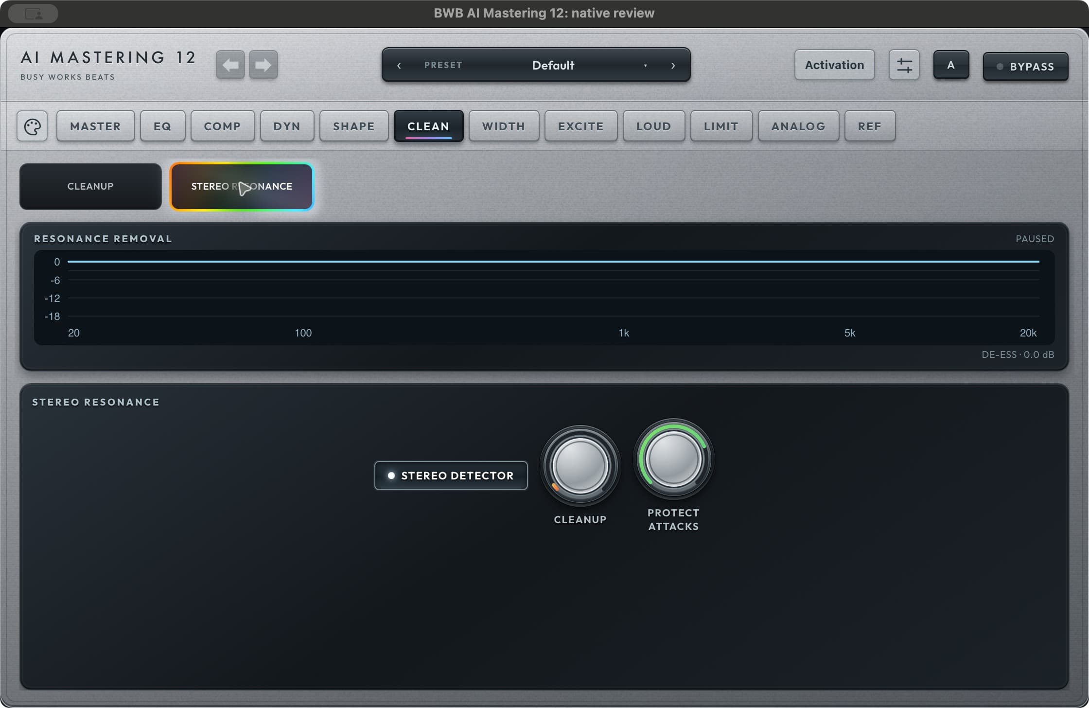Stereo cleanup with transient protection. in AI Mastering 12
