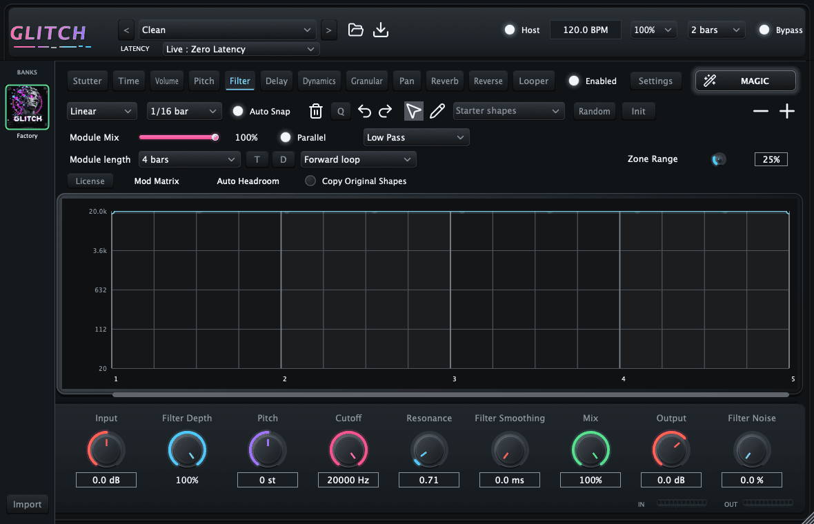Glitch module length controls with triplet, dotted and Copy Original Shapes options