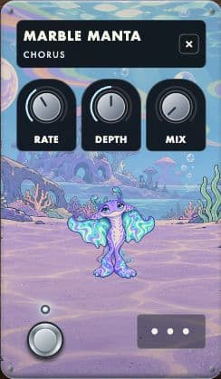 Chorus guitar pedal with its full artwork, controls and footswitch