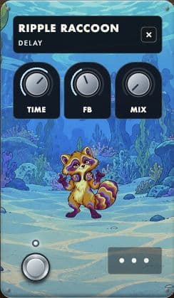 Delay guitar pedal with its full artwork, controls and footswitch