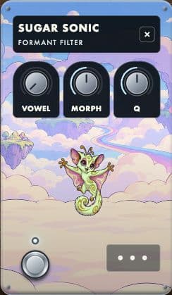 Formant filter guitar pedal with its full artwork, controls and footswitch