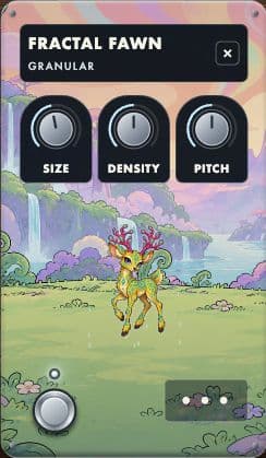 Granular guitar pedal with its full artwork, controls and footswitch