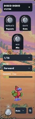 Stutter guitar pedal with its full artwork, controls and footswitch