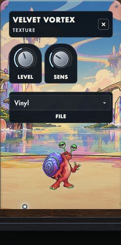 Texture guitar pedal with its full artwork, controls and footswitch