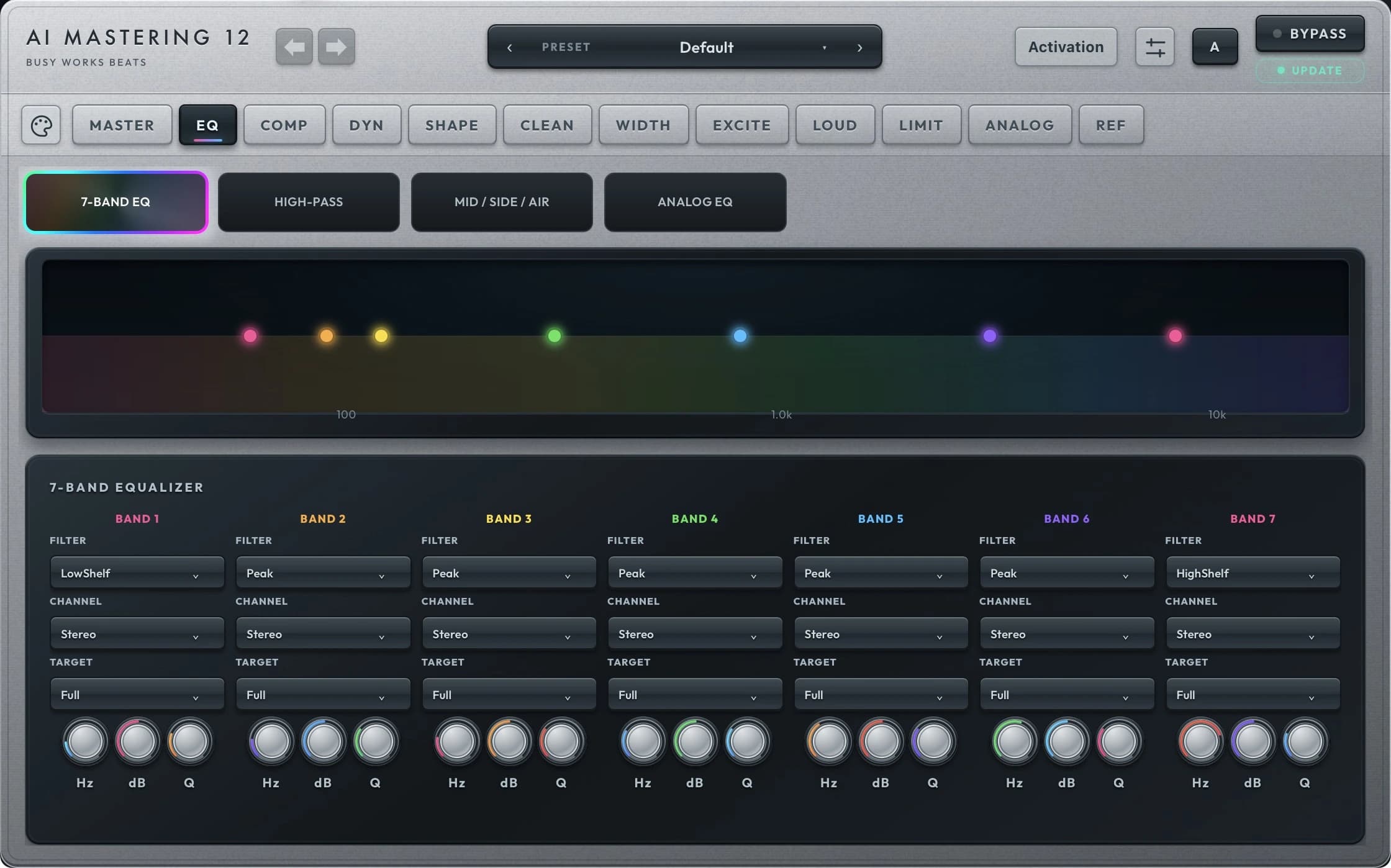 AI Mastering 12 EQ module interface