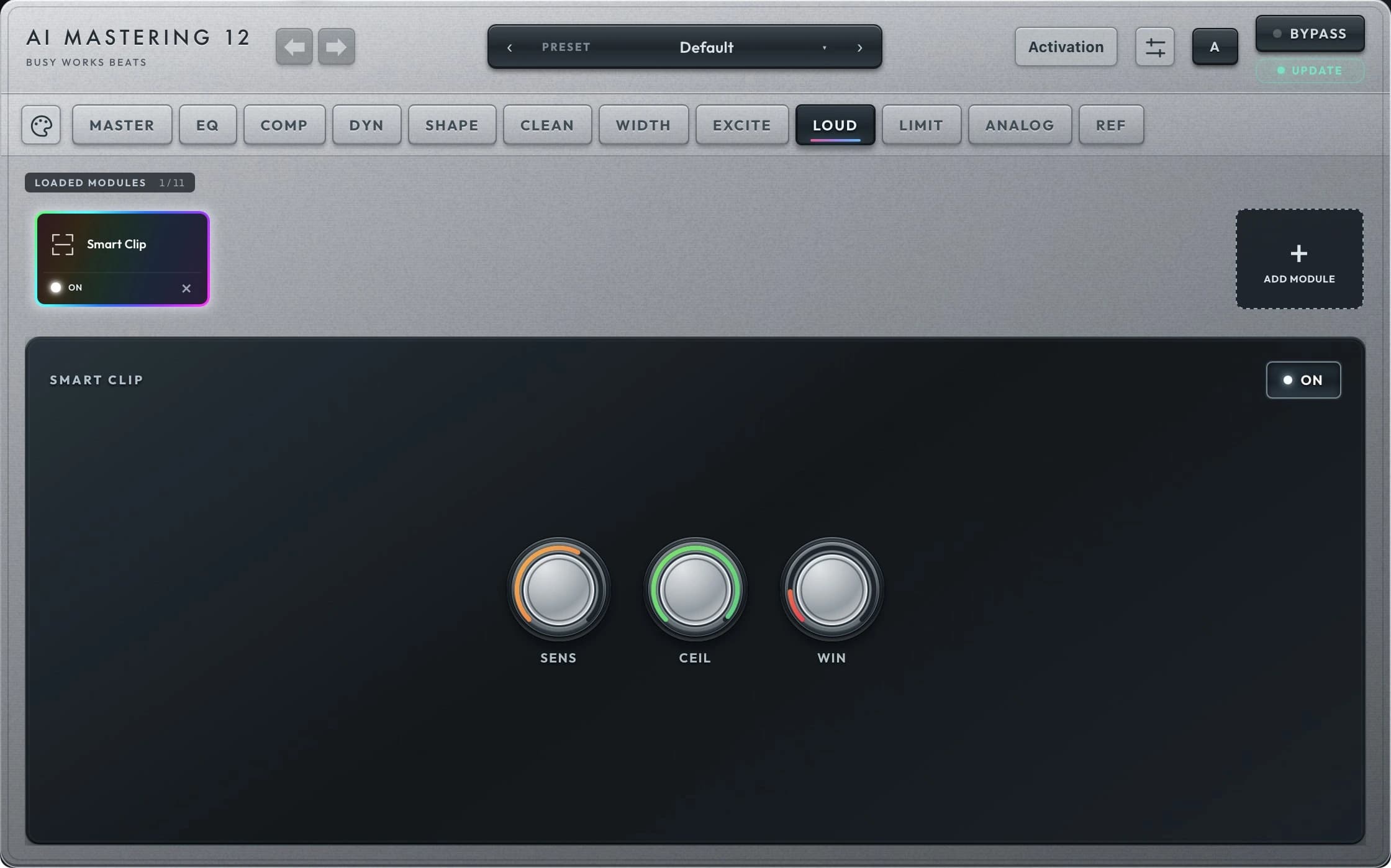 AI Mastering 12 LOUD module interface