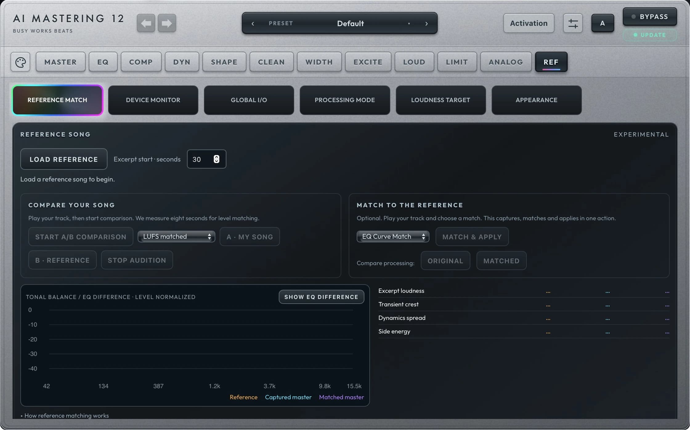 AI Mastering 12 REF module interface