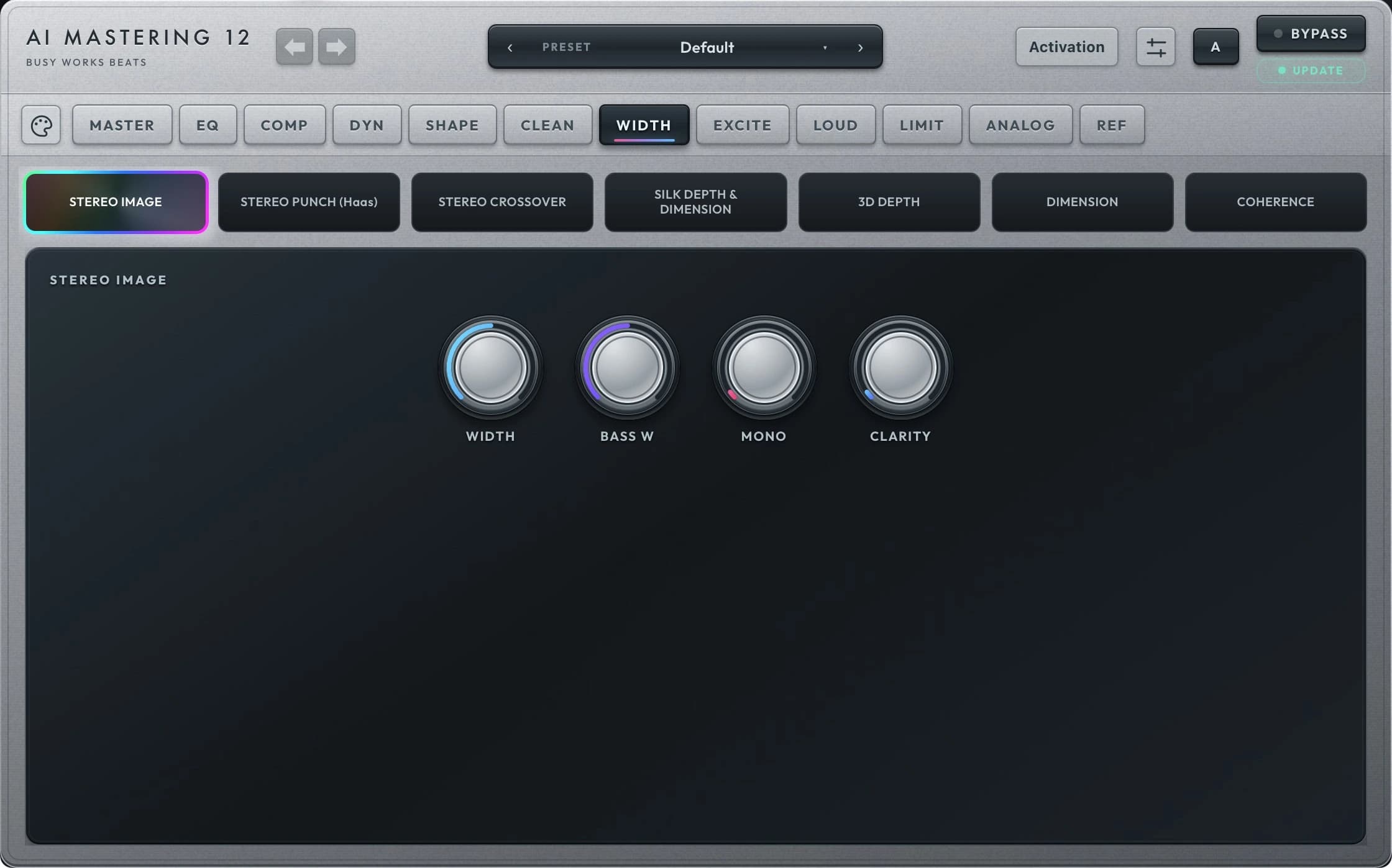 AI Mastering 12 WIDTH module interface