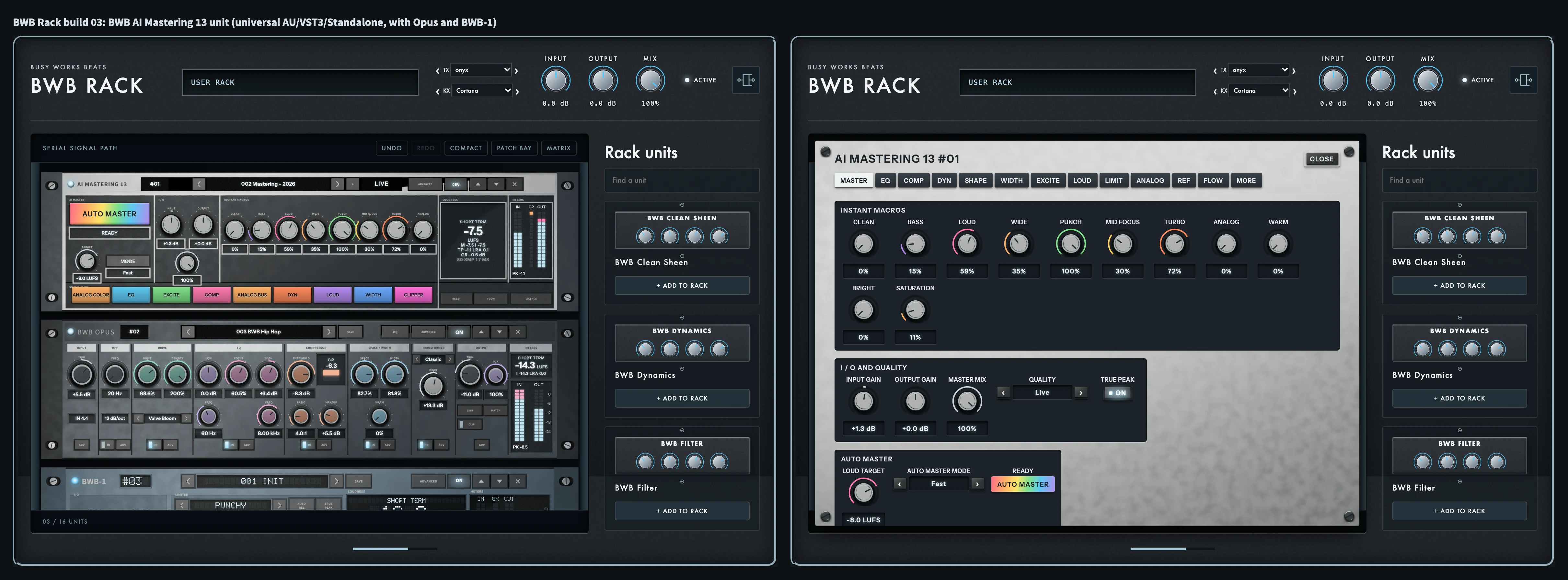 BWB Rack featuring the AI Mastering 13 unit